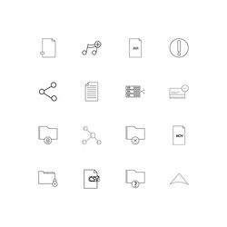 files and folders sign linear thin icons set vector image