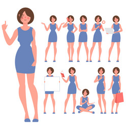 flat design characters a young woman vector