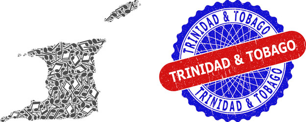 music notes pattern for trinidad and tobago map vector image