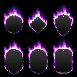 Purple Flame Frames Set Vector Image