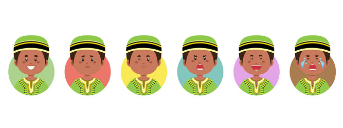 south africa avatar with various expression vector