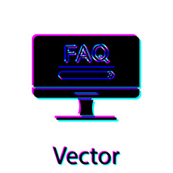 black computer monitor with text faq information vector image