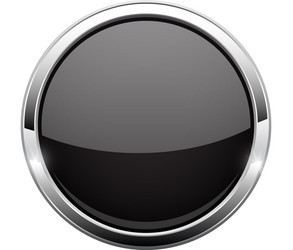 black glass button shiny round 3d web icon vector