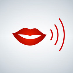 mouth says with sound waves in red on a modern vector