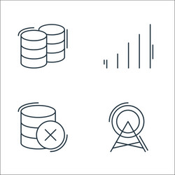 Network and database line icons linear set vector