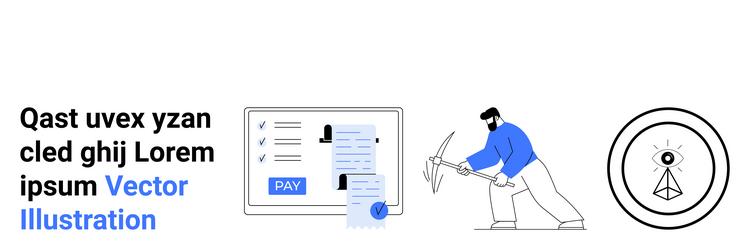 online payment and data mining concept with worker vector image