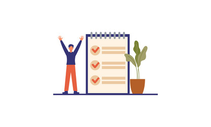 task done business concept with tiny person vector image