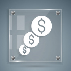 white financial growth and dollar coin icon vector