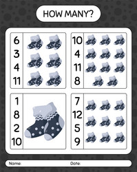 how many counting game with sock worksheet vector image