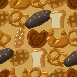 seamless pattern of various bread types waffles vector image