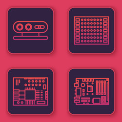 set line 3d scanning system printed circuit board vector image