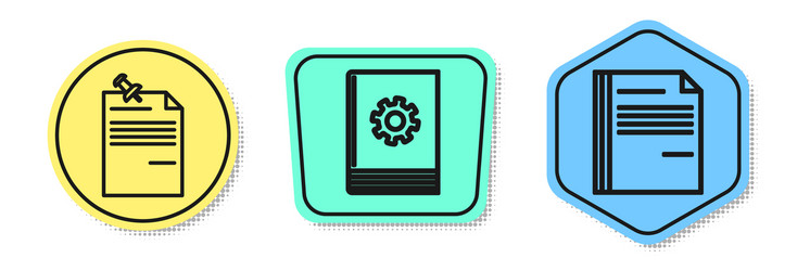 Set line note paper with pinned pushbutton user vector