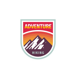Adventure mountain hiking - concept badge design vector