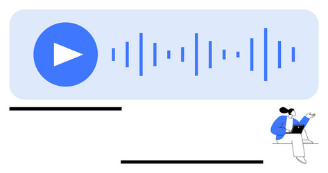 audio player interface with waveform and person vector image