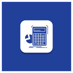 Blue round button for calculator calculation math vector