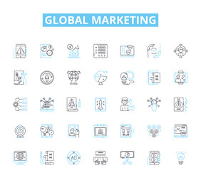 Global marketing linear icons set globalization vector