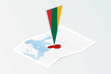 isometric paper map of lithuania with triangular vector image