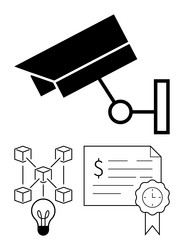 security camera blockchain network diagram vector image