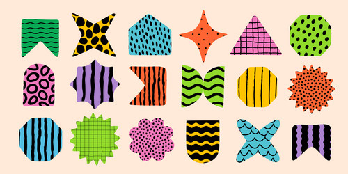shape element set with abstract retro forms vector image
