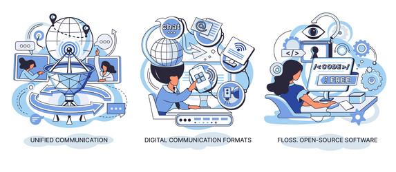 digital content with online data floss open vector image