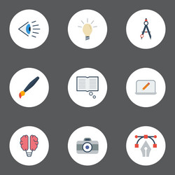 Flat icons concept bulb screen and other vector