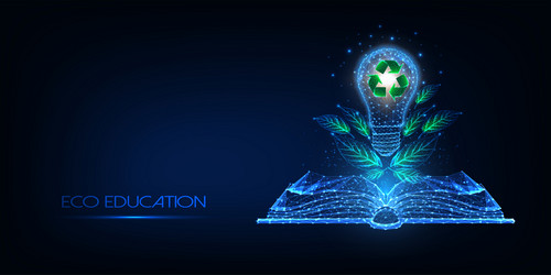 Futuristic eco education concept with glowing low vector