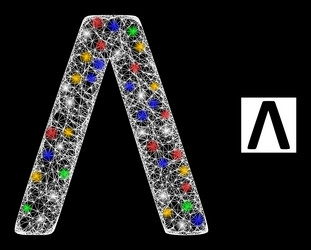Net web mesh lambda greek symbol icon with colored vector