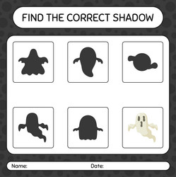 find the correct shadows game with ghost vector image