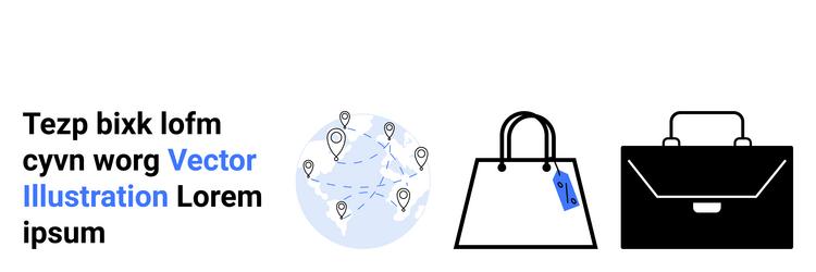 global e-commerce concept with map locations vector image