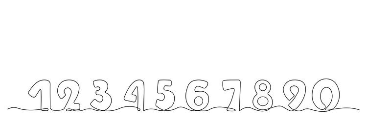 numbers one continuous line drawing minimalistic vector image