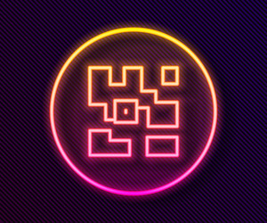 glowing neon line qr code sample for smartphone vector
