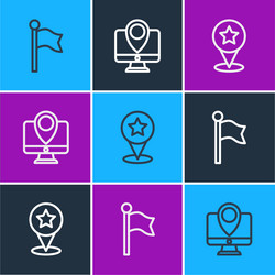 set line location marker map pointer with star vector image