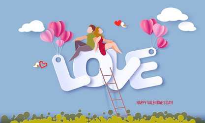 valentines day card with couple in love heart Vector Image