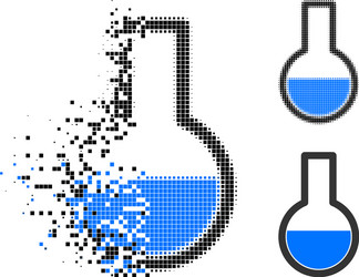 damaged pixel flask glyph with halftone version vector image