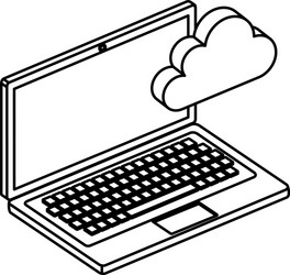 Laptop computer with cloud computing vector