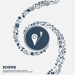 Map pointer icon sign in the center around vector