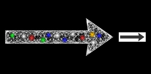 Net mesh send right icon with multicolored flares vector