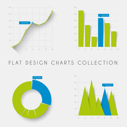 set of flat design statistics charts and graphs vector