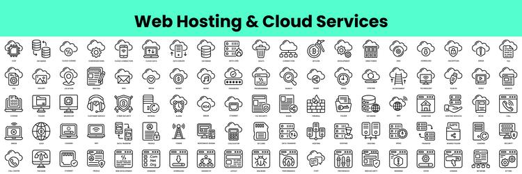 set of web hosting and cloud services icons vector image