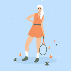 Woman playing big tennis flat Royalty Free Vector Image