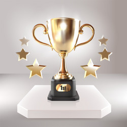 Golden Champion Trophy with Stars Vector Image