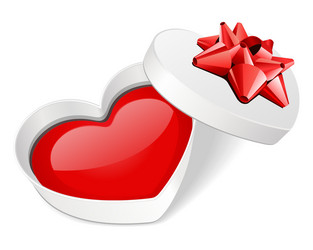 open gift heart with red Vector Image