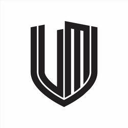 Um logo monogram with sword and shield Royalty Free Vector