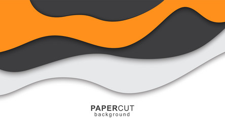 Abstract paper cut background with wavy design vector