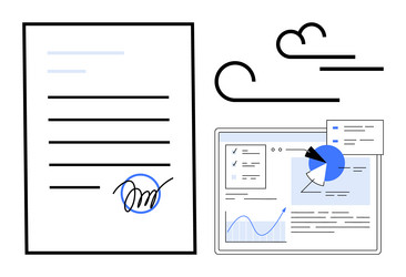 digital document signing and online data analysis vector image