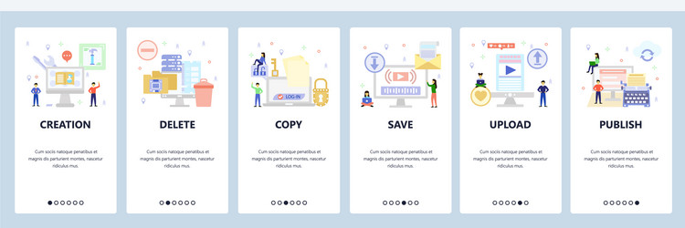 mobile app onboarding screens secure file access vector image