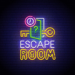 Neon Escape Room Quest Logo Vector Image
