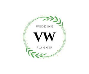 Vw initials letter wedding monogram logos Vector Image