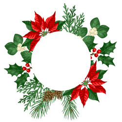 Winter Holiday Card with Poinsettias vector