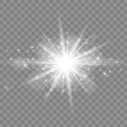 Glow light effect starburst with sparkles vector